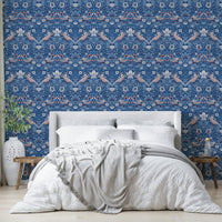 William Morris - The Strawberry Thief - Summer Blue Wallpaper⁠