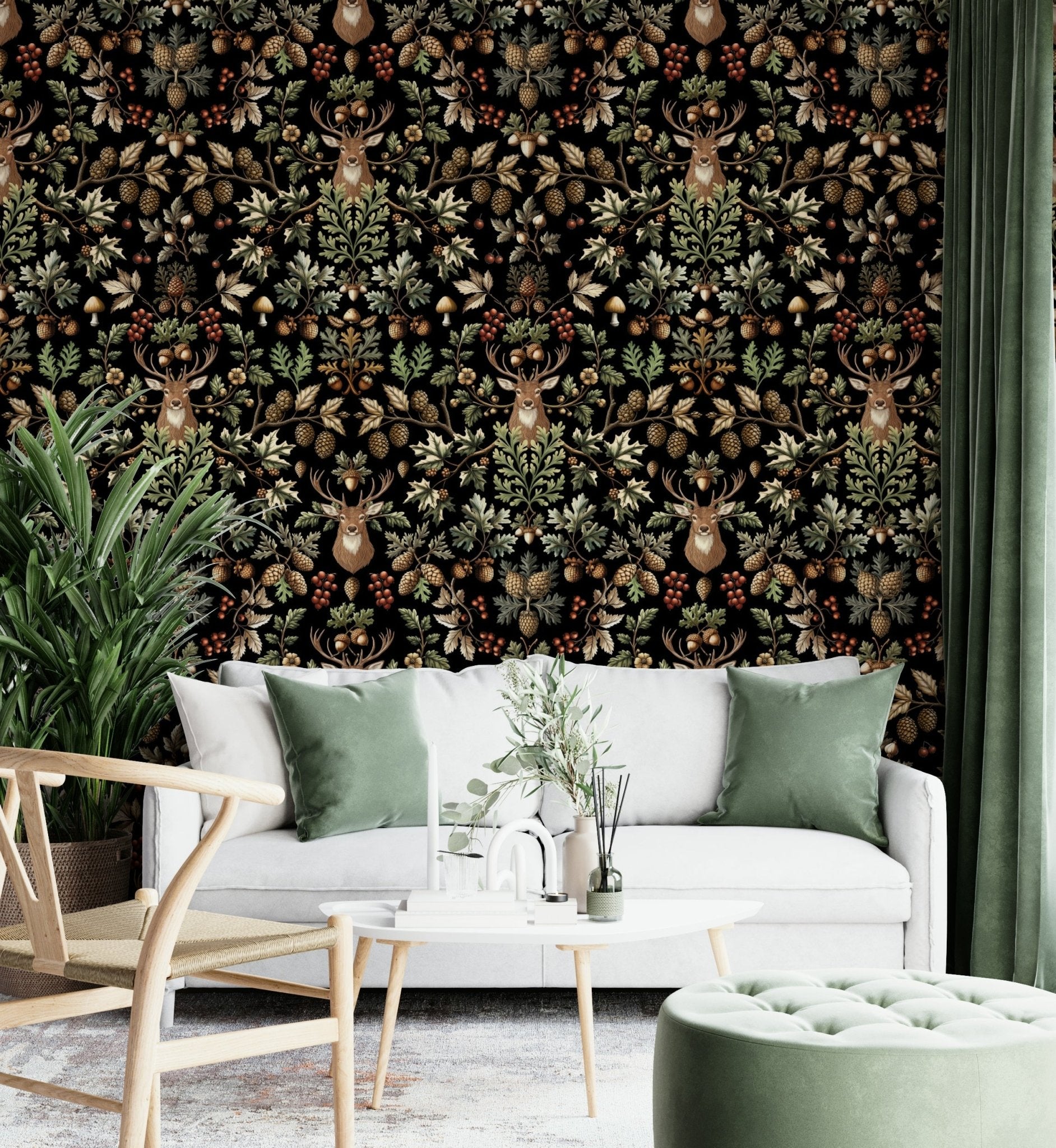 A study with a unique black and white woodland design

