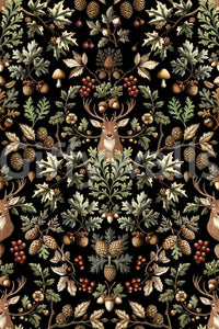 A seamless pattern of trees and leaves on a wall

