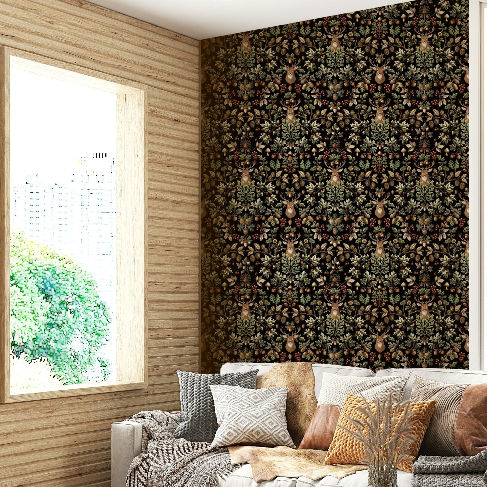 An interior with a dramatic and refined accent wall

