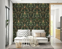 Close-up of a detailed woodland pattern in a lush green color GD4014

