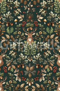 A seamless pattern of trees and leaves on a wall GD4014

