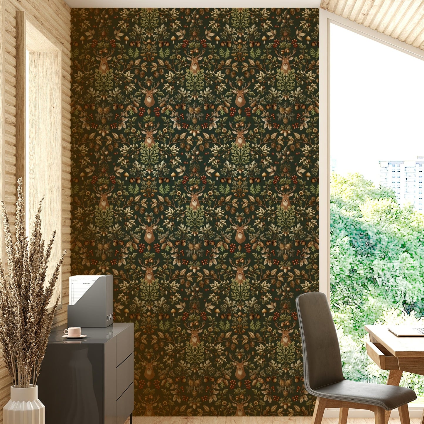 Wallpaper with a vintage Arts and Crafts style design GD4014

