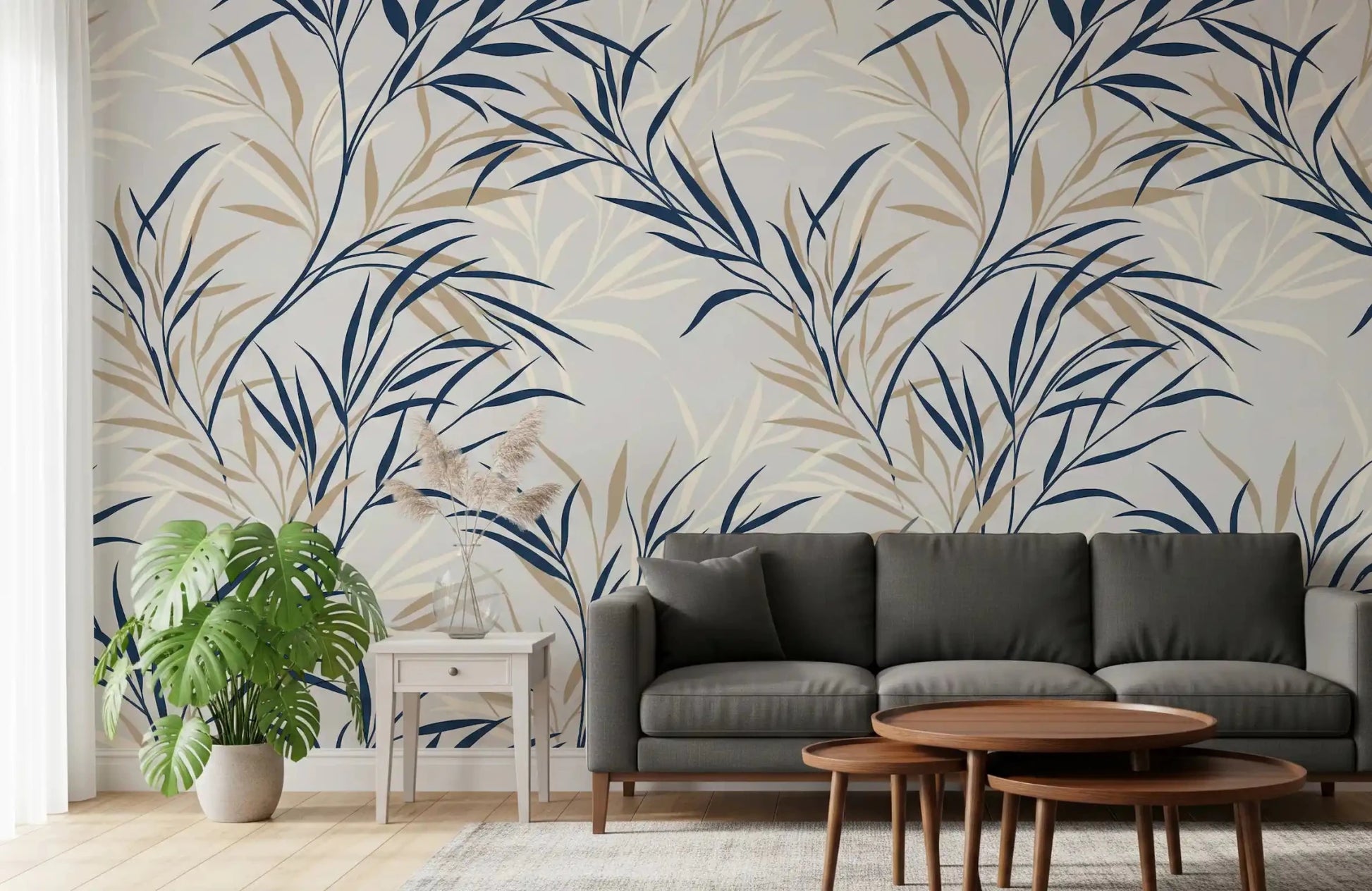 Hallway featuring Willow Branch Serenity wall mural and soft ivory branches, GD9032