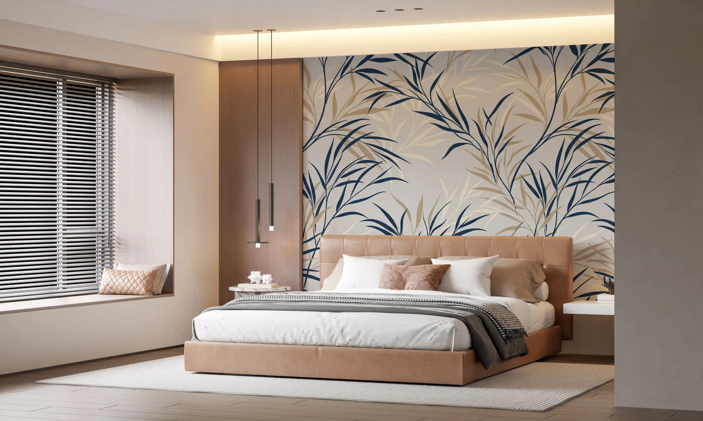 Botanical Willow Branch Serenity wall mural with soft neutral contrast, GD9032