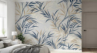 Bedroom space using Willow Branch Serenity wall mural with layered leaf detail, GD9032