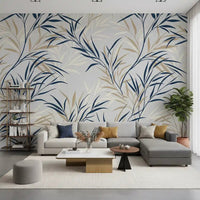 Willow Branch Serenity wall mural with navy botanical stems on ivory, GD9032