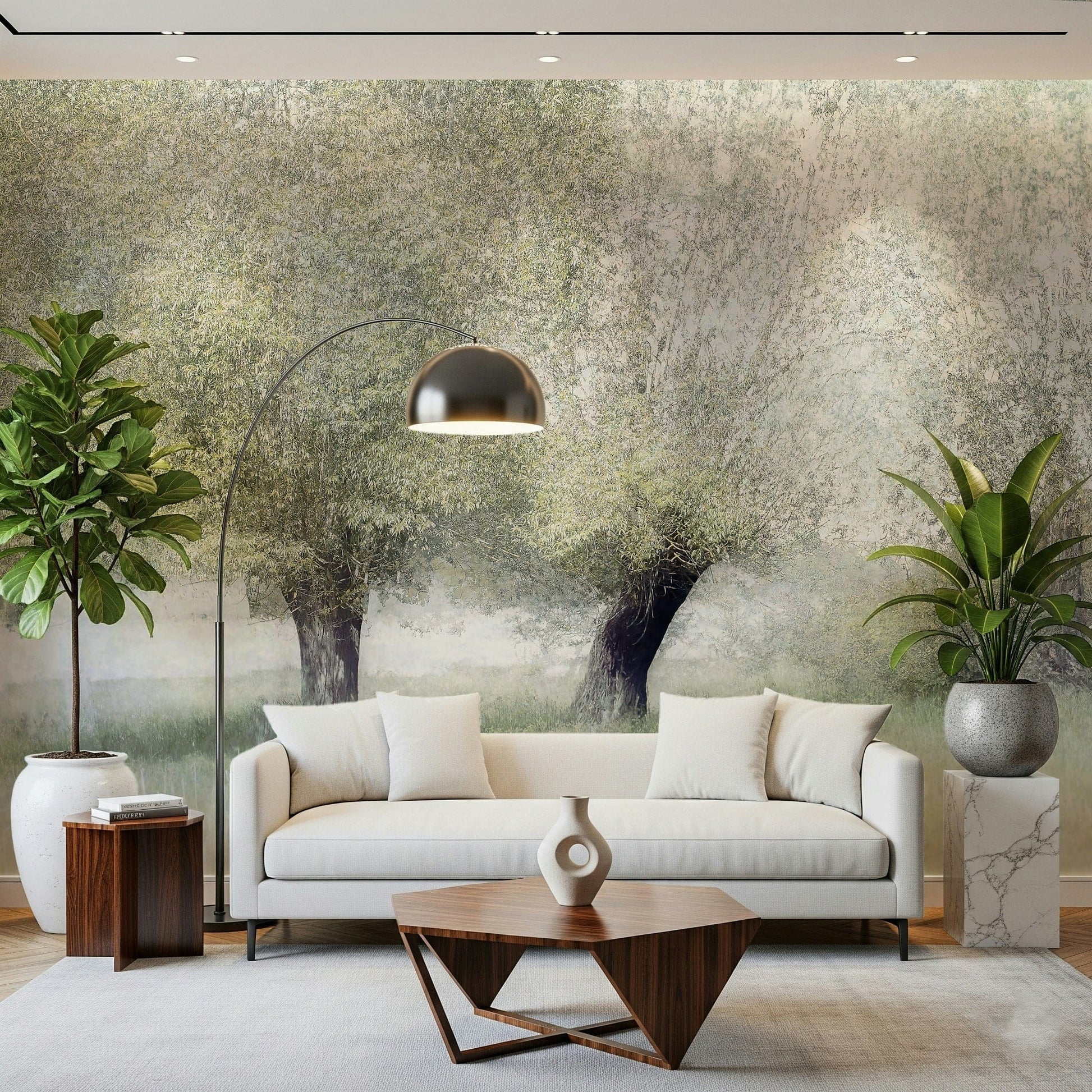 A beautiful modern art wall mural of delicate lines.