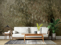 A graceful subtle leaf wall mural in cool, natural tones.