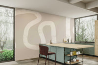 A beautiful winding path wallpaper mural in beige and neutral tones.

