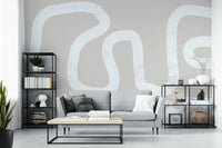 A calming abstract design wallpaper mural that defines a space.

