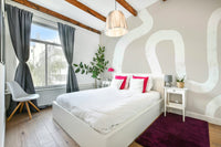 A beautiful modern art wall mural for a living room.

