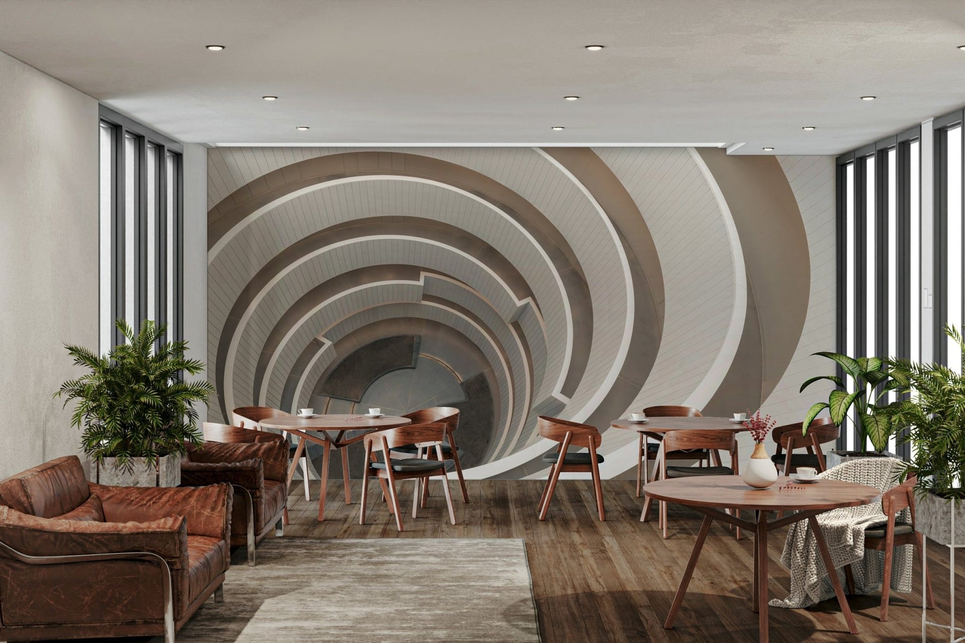 Modern spiral staircase wall design

