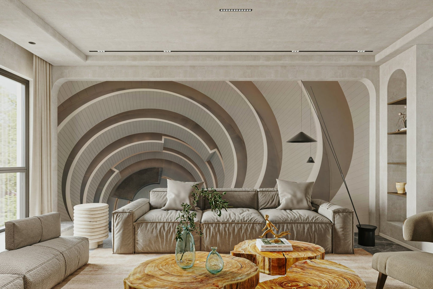 Spiral staircase wallpaper with depth

