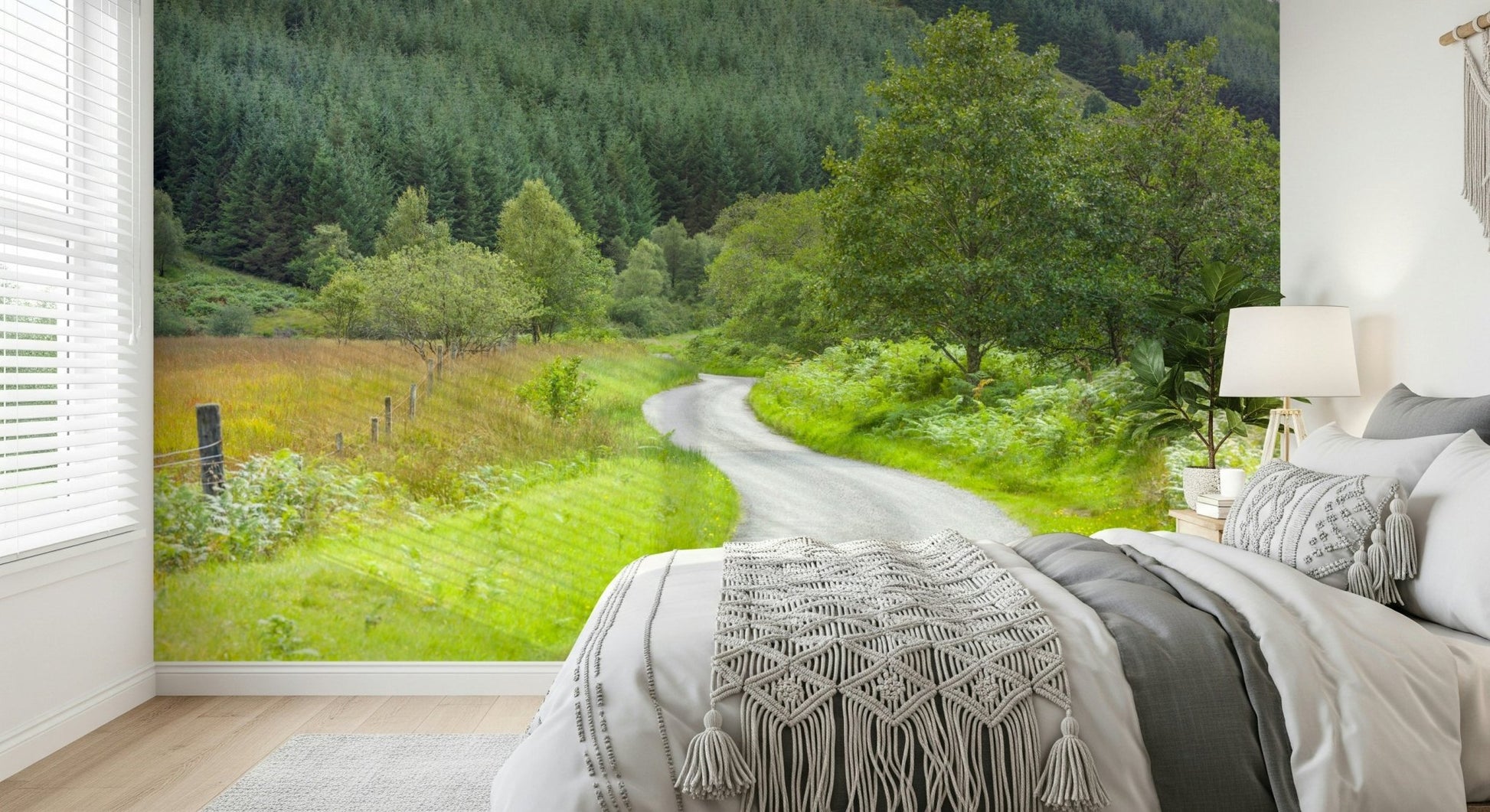Wide landscape view of the Winding Way Serenity Wall Mural pattern.