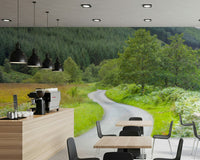 Peaceful meadow and forest design of Winding Way Serenity Wall Mural.