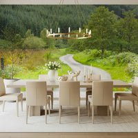 Winding Way Serenity Wall Mural accent wall for a home office.