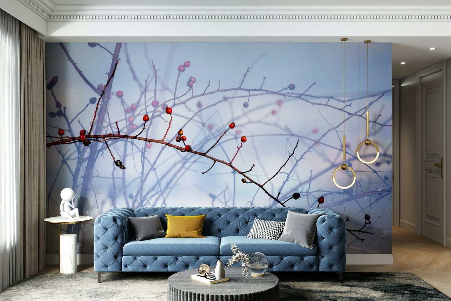 Winter Berries on Twigs - Nature Photography Print Wall Mural