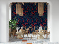 Small berry sprig wallpaper mural for a cozy dining room décor.