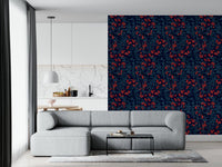 Winter Berries Wallpaper wallpaper mural with white background.
