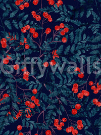 Winter Berries Wallpaper wallpaper mural for a nursery feature wall.