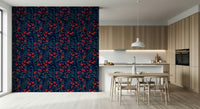 Winter Berries Wallpaper wallpaper mural with green leaf accents.