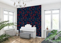 Minimalist winter flora wallpaper mural for an office workspace.
