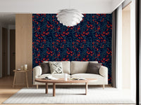 Traditional berry design wallpaper mural for an apartment interior.