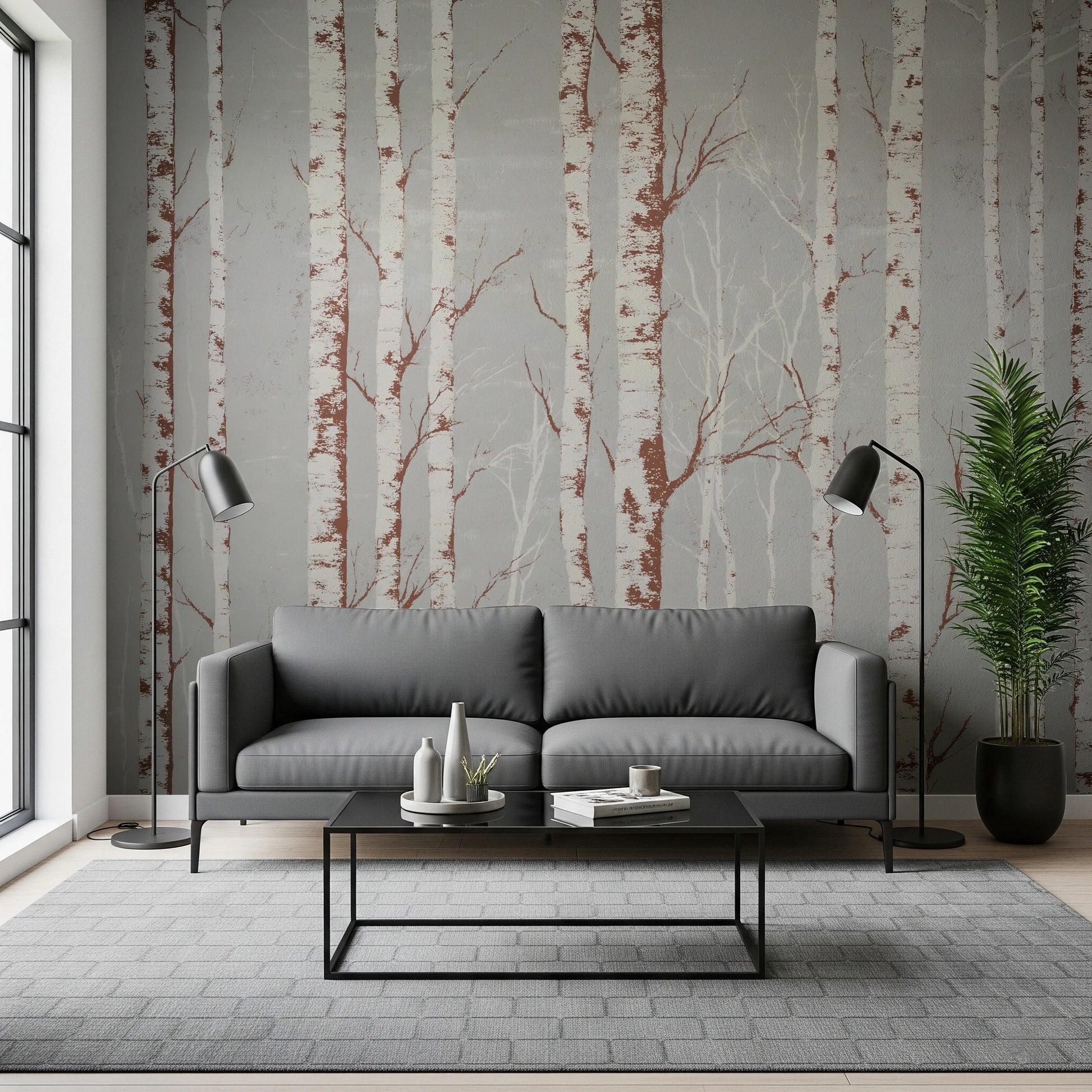 Calm forest trees wall mural