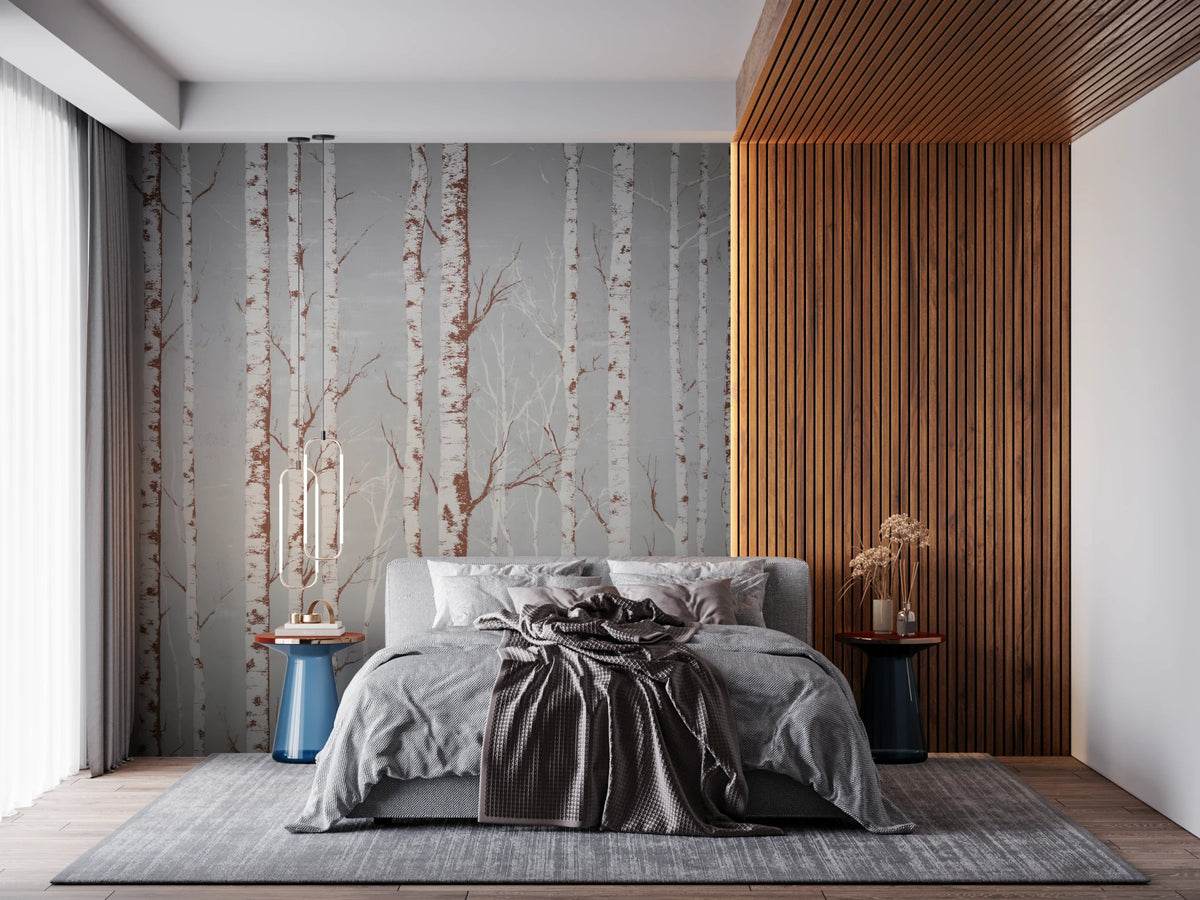 Winter Birch Beauty wall mural with trees, GD8173