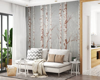 Birch trees wall mural for bedroom