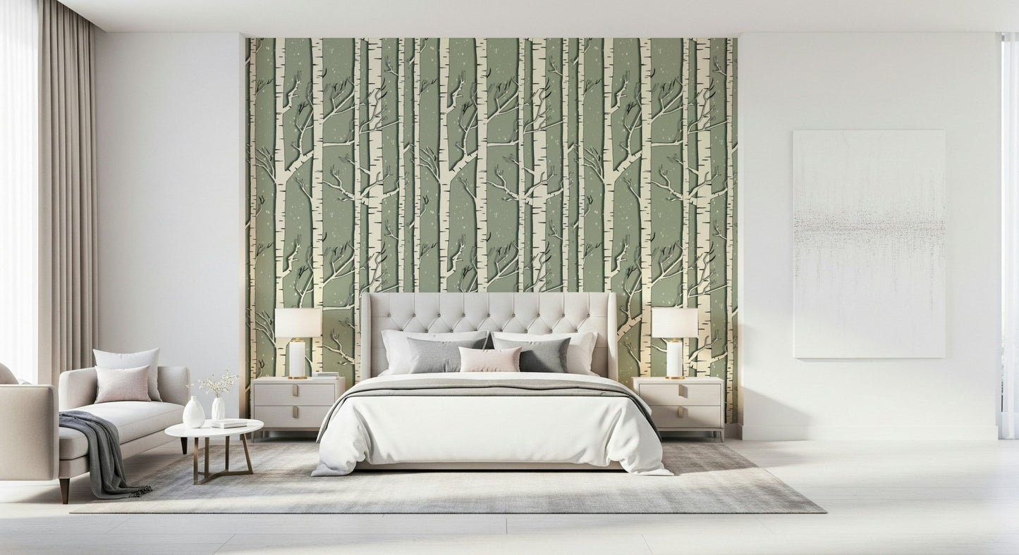 A contemplative gentle design wallpaper mural for a feature wall.