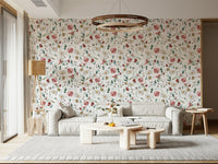 Ethereal Winter Bloom Watercolor wall graphic cotton flower details., GD7204