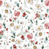 Nature inspired Winter Bloom Watercolor print green pine accents., GD7204