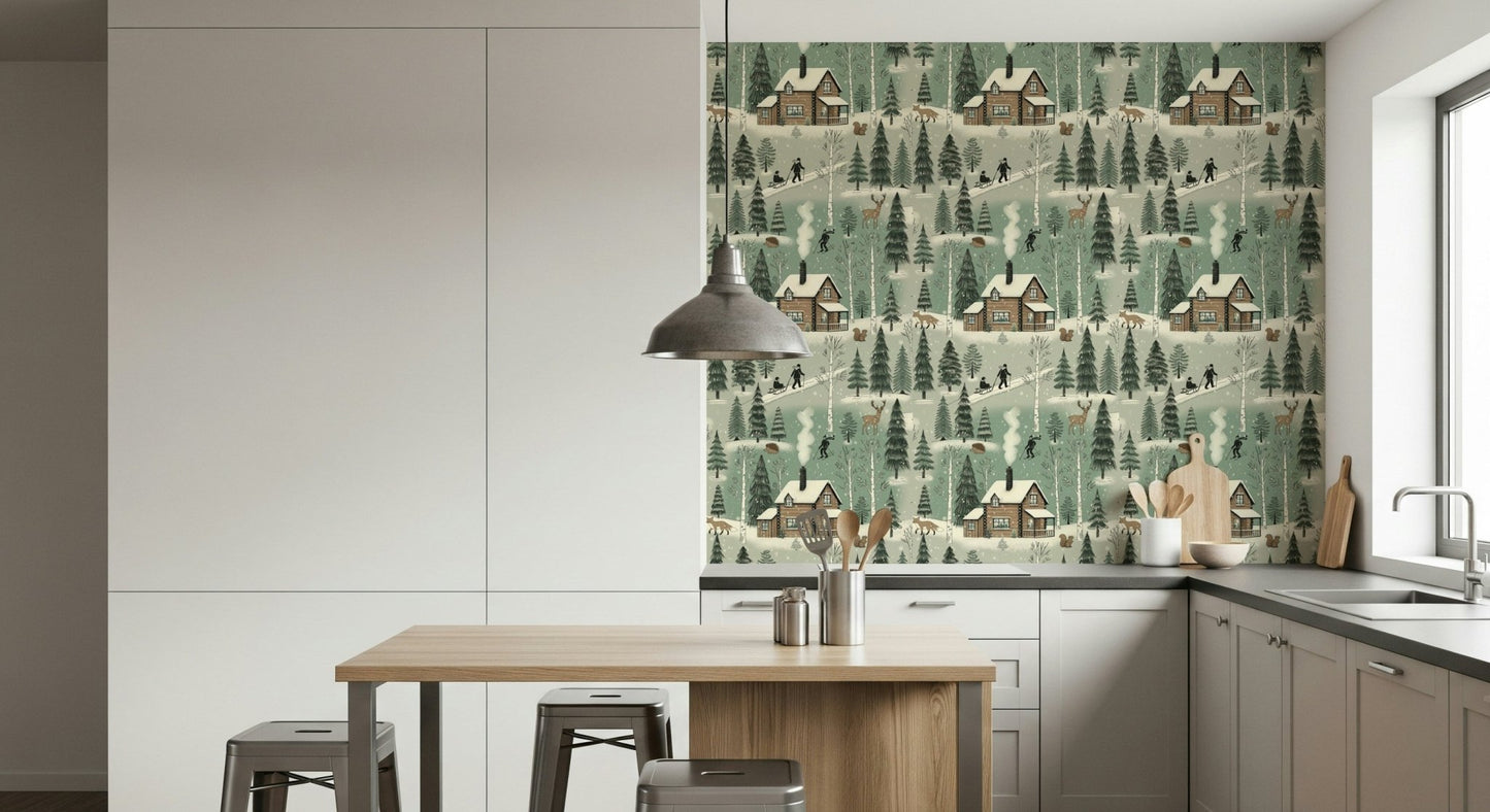 A graceful subtle pattern wall mural in cool, neutral tones.
