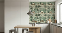 A graceful subtle pattern wall mural in cool, neutral tones.