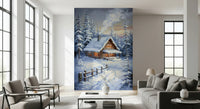 Winter Cabin Retreat Wall Mural