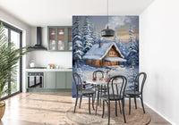 Winter Cabin Retreat Wall Mural