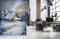 Winter Cabin Retreat Wall Mural