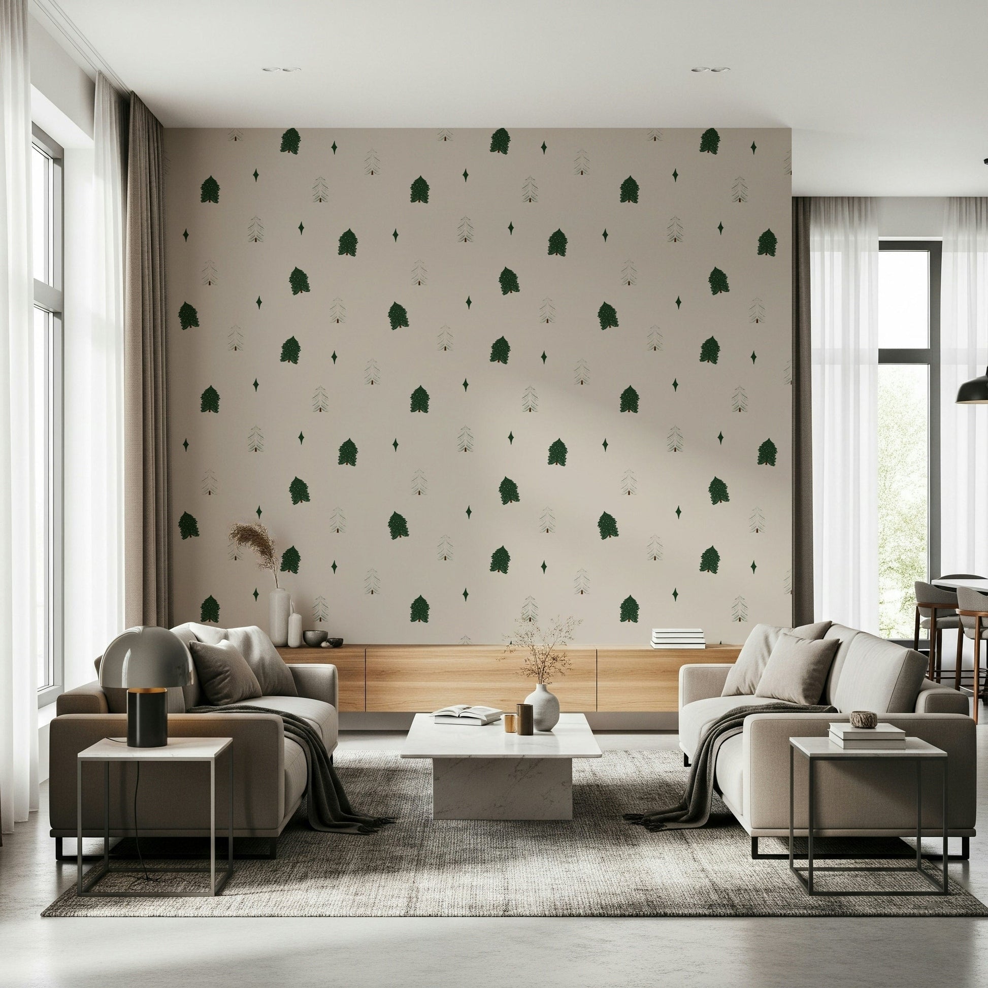 Diamond accents Winter Forest Dreams Wallpaper geometric visual., GD6535
