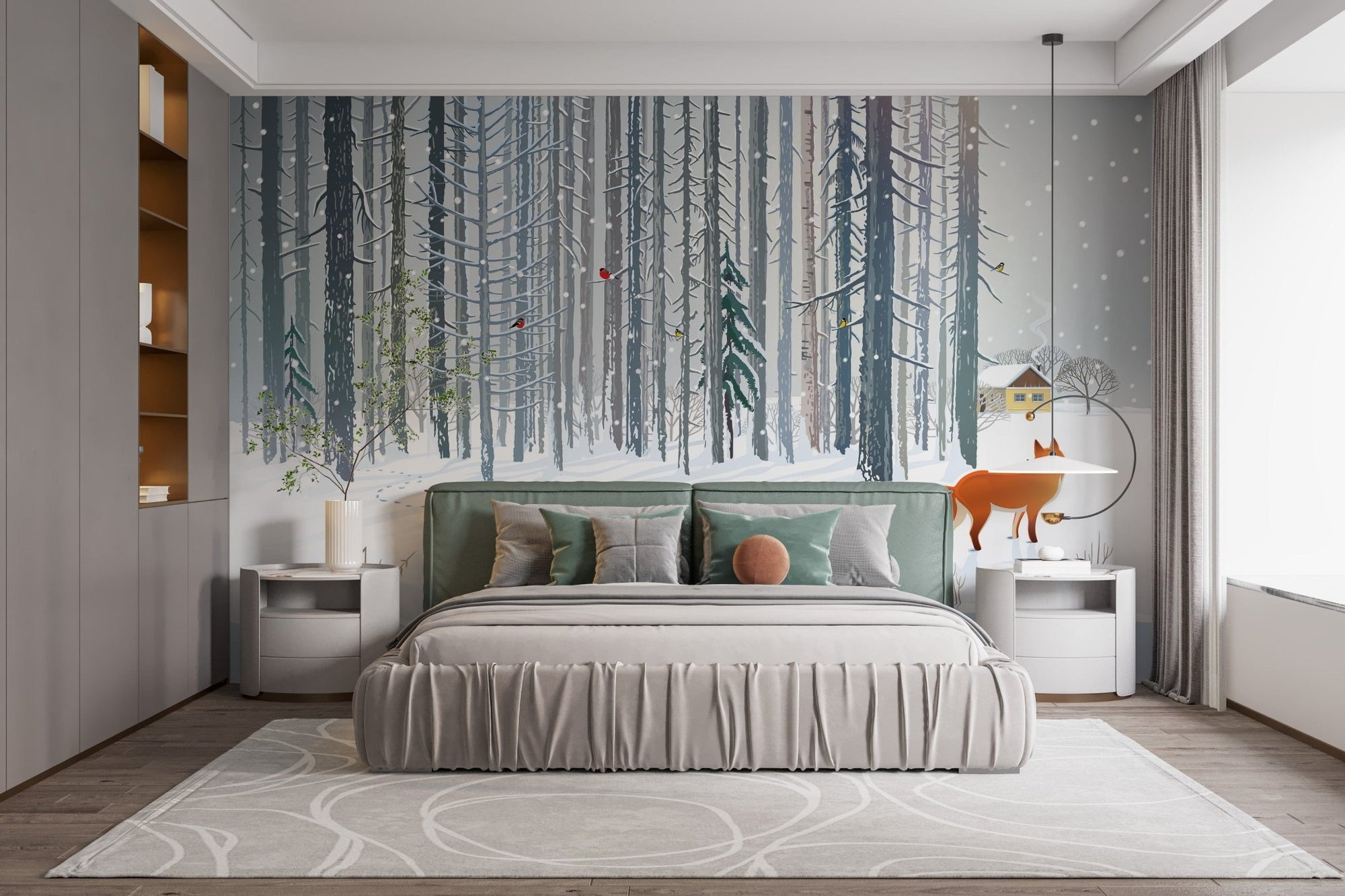 Winter Forest Fox Wallpaper Mural A289