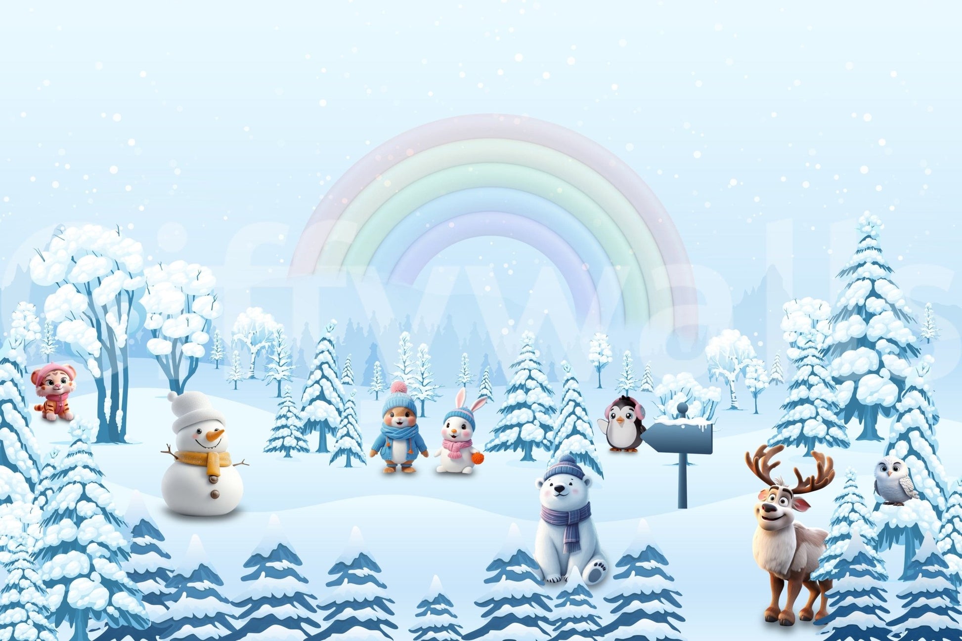 Soft matte finish rainbow wallpaper for a cozy reading nook or bedroom., GD4254