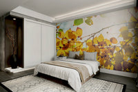 Yellow leaves and berries catch the sun in this warm wall mural GD4949
