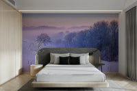 Winter forest wall mural with snow

