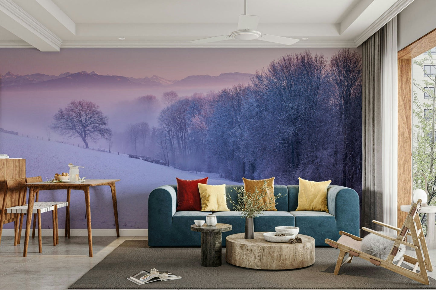 Cold winter landscape mural for home decor


