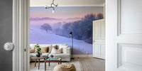 Snowy trees and mountains winter mural

