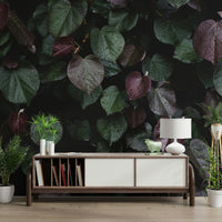 A beautiful modern art wall mural of delicate leaves.

