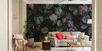 A beautiful serene scene wallpaper mural of winter leaves.

