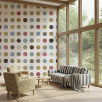 A graceful subtle pattern wall mural in soft, cool pastel tones.