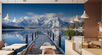 Scenic lake wall mural featuring Winter Peaks Reflection mountain range, GD9256